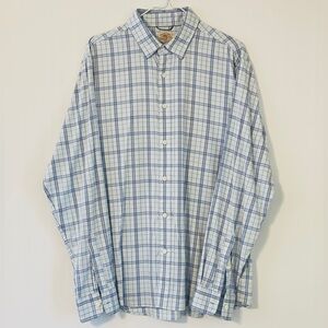 Faherty Blue Plaid Button Down Dress Shirt